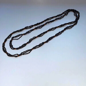 Seed Bead Druzy Triple Strand 24 Inch Necklace Metallic Natural Stone Layered